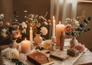 spiritual meaning of birthdays with candles flowers and soft golden light